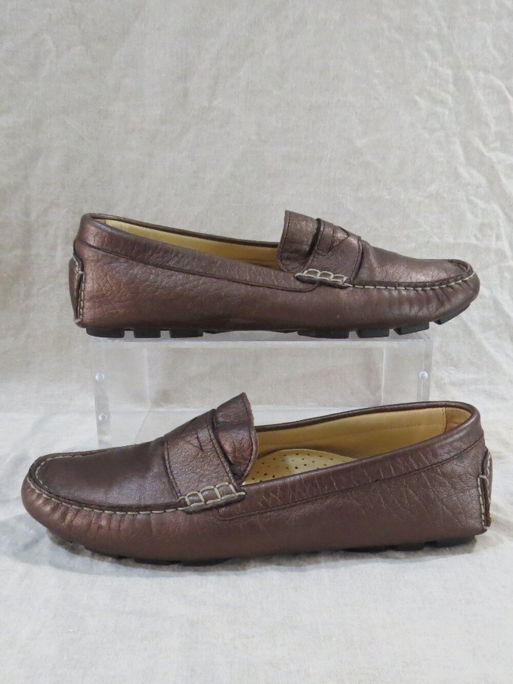 Cole Haan Leather Driving Loafers Women's SIZE 8 Bronze Shimmer